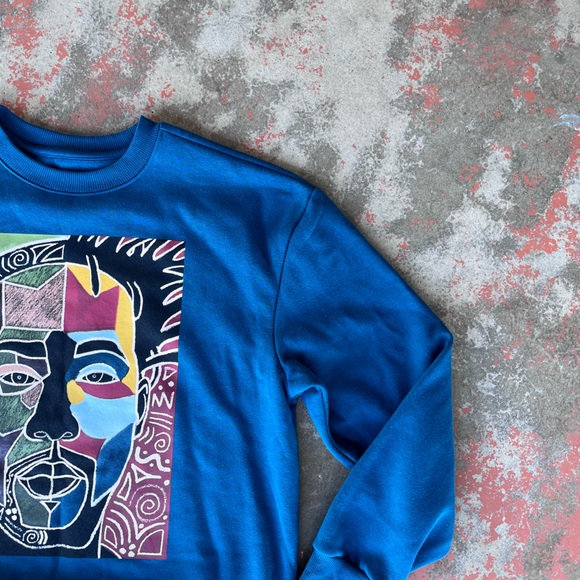 Abstract Face Sweatshirt HBCU Design Black African American Man NWT Kamahl - Picture 4 of 9